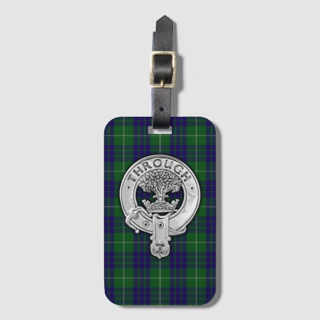 Klan Hamilton Vapensköld & Hunting Tartan Bagagebricka (Framsida vertikal)
