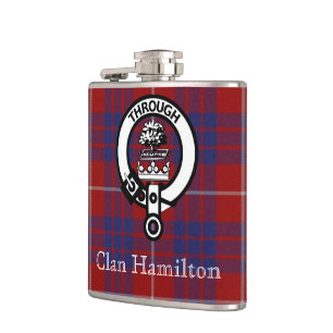 Klan Hamilton Vapensköld och Tartan Flagga Fickplunta