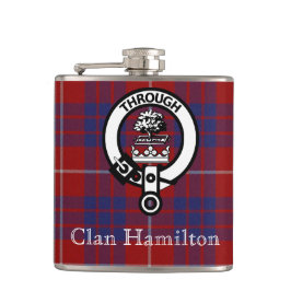 Klan Hamilton Vapensköld och Tartan Flagga Fickplunta