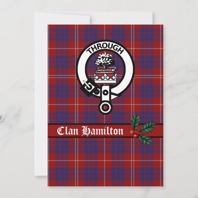 Klan Hamilton Vapensköld och Tartan-julkort (Framsida)