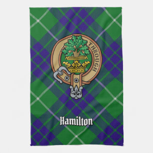 Klan Hamilton Vapensköld över jakt på Tartan Kökshandduk