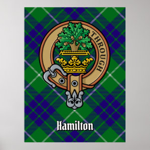 Klan Hamilton Vapensköld över jakt på Tartan Poster