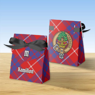 Klan Hamilton Vapensköld över Red Tartan Favor Box Presentaskar
