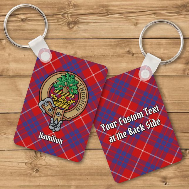 Klan Hamilton Vapensköld över Red Tartan Keychain Nyckelring (Skapare uppladdad)
