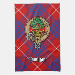 Klan Hamilton Vapensköld över Red Tartan Kitchen T Kökshandduk