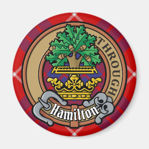 Klan Hamilton Vapensköld över Red Tartan Magnet