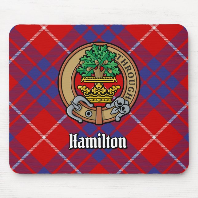 Klan Hamilton Vapensköld över Red Tartan Musmatta (Framsidan)