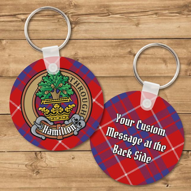 Klan Hamilton Vapensköld över Red Tartan Nyckelring (Skapare uppladdad)
