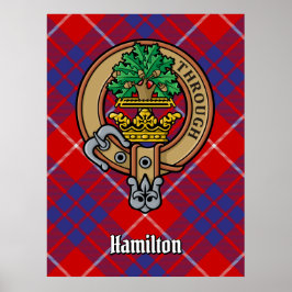 Klan Hamilton Vapensköld över Red Tartan Poster