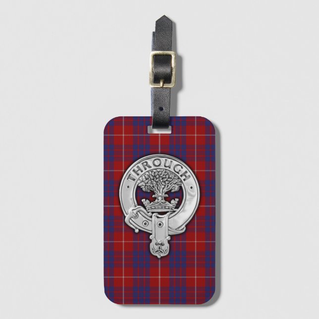 Klan Hamilton Vapensköld & Tartan Bagagebricka (Framsida vertikal)