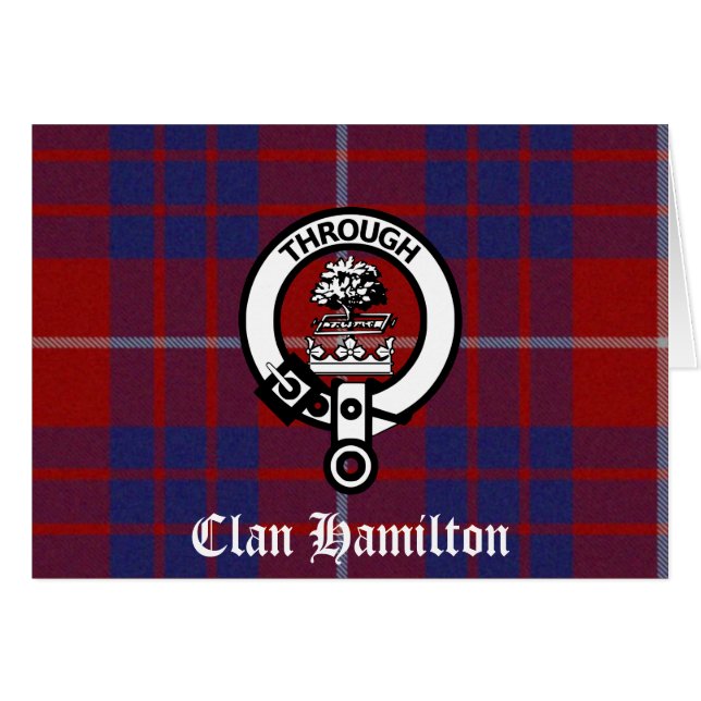 Klan Hamilton Vapensköld & Tartan Hälsningskort (Framsidan Horizontal)