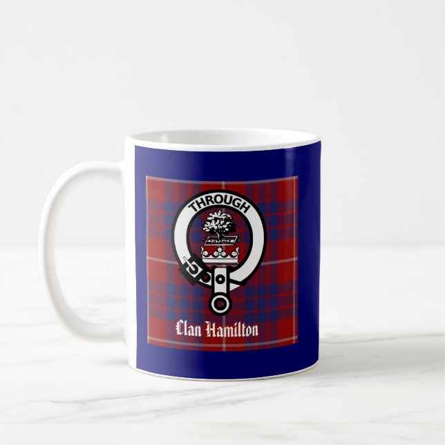 Klan Hamilton Vapensköld & Tartan Kaffemugg (Vänster)
