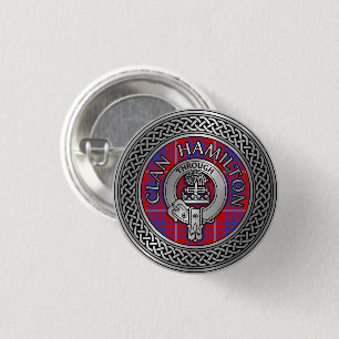 Klan Hamilton Vapensköld & Tartan Knot Button Knapp
