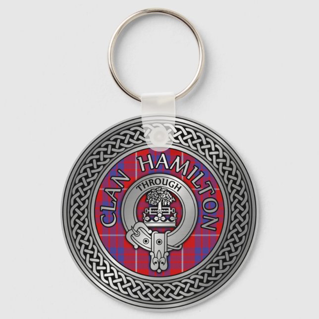Klan Hamilton Vapensköld & Tartan Knot Keychain Nyckelring (Framsida)