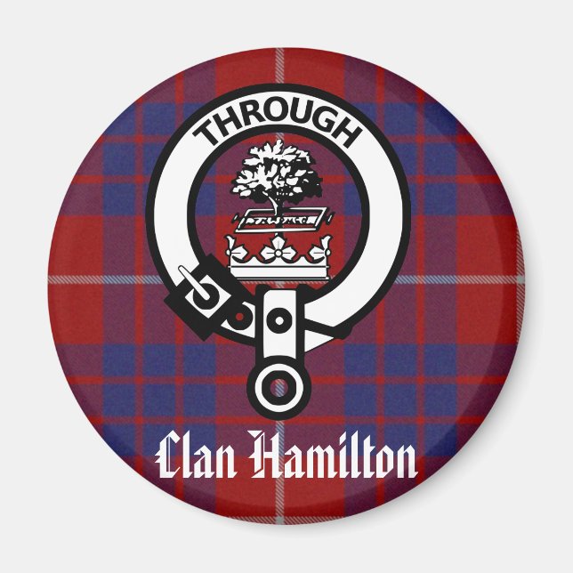 Klan Hamilton Vapensköld & Tartan Magnet (Framsidan)