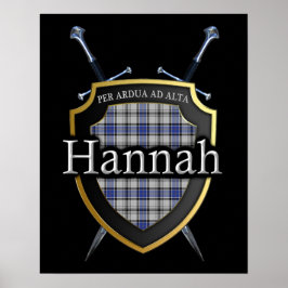 Klan Hannah Hannay Tartan Shield & Swords Skriv ut Poster