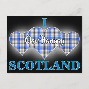 Klan Hannay I Kärlek Scotland Tartan Heart Vykort