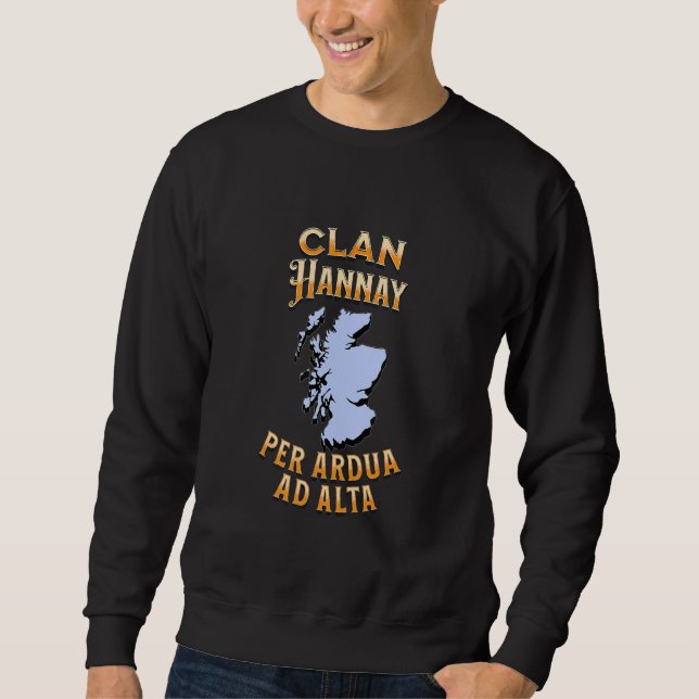 Klan Hannay Scottish Motto Vapensköld Lång Ärmad Tröja (Framsida)