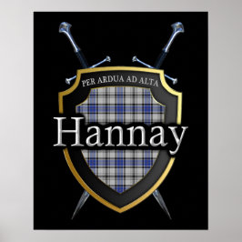 Klan Hannay Tartan Shield & Swords Skriv ut Poster