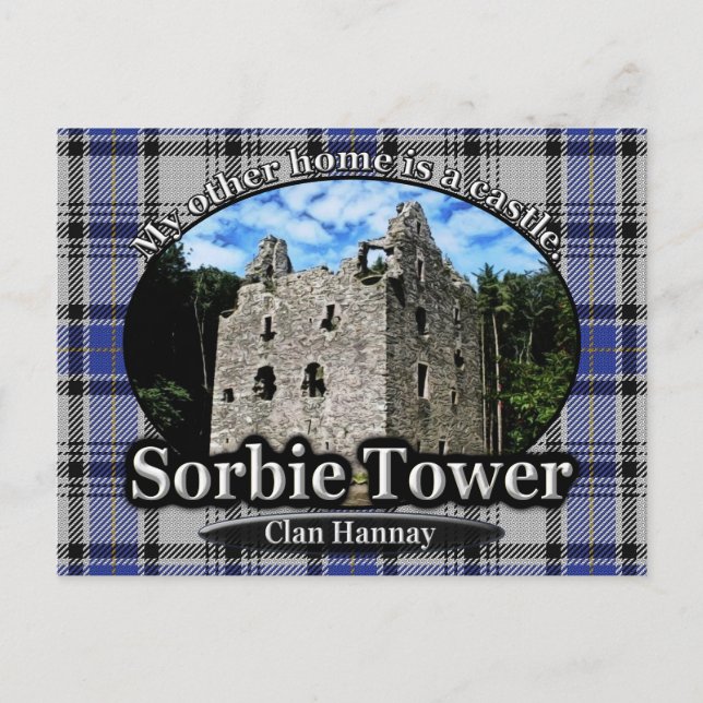 Klan Hannay Tartan Sorbie Torn Scotland Vykort (Framsida)