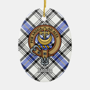 Klan Hannay Vapensköld över Tartan Julgransprydnad Keramik