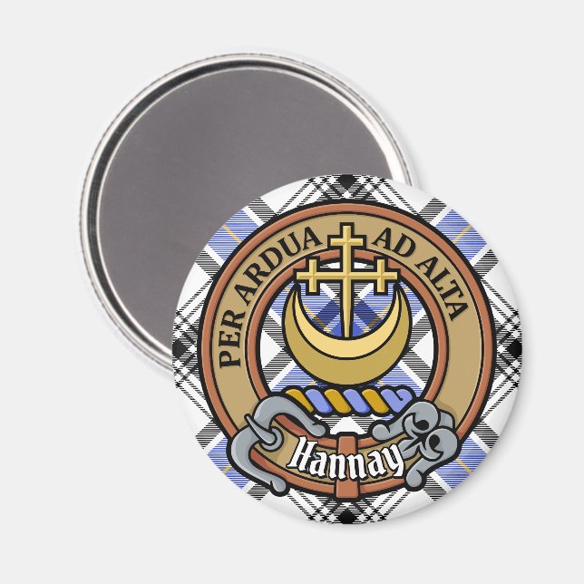 Klan Hannay Vapensköld över Tartan Magnet (Front/Back)