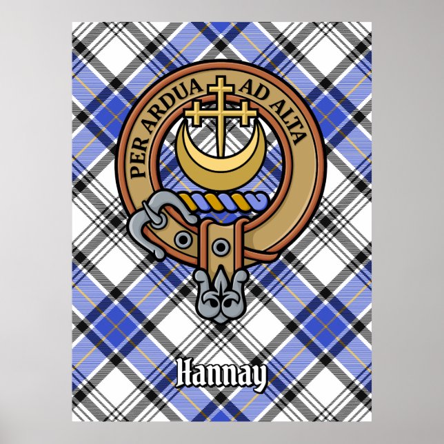 Klan Hannay Vapensköld över Tartan Poster (Framsidan)