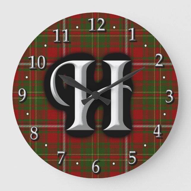 Klan Hay Brev H Monogram Tartan Stor Klocka (Framsida)