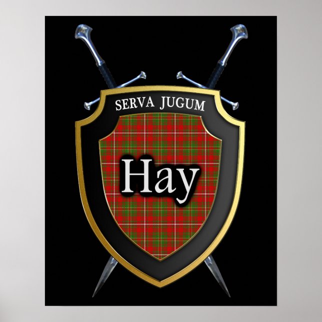 Klan Hay Tartan Scottish Shield & Swords Poster (Framsidan)