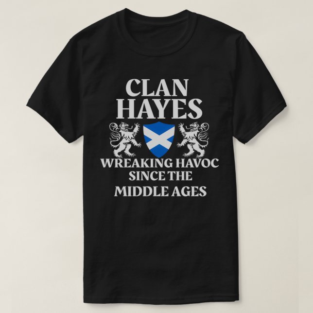 Klan Hayes Scottish Family Kilt Tartan Lejonare Na T Shirt (Design framsida)
