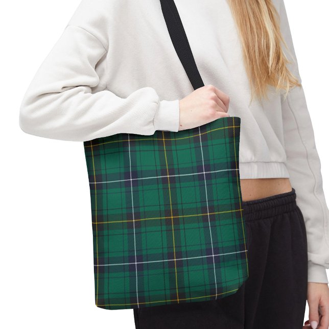Klan Henderson Tartan Grönt Blue Check Tygkasse (Plaid Henderson AOP Tartan Tote Bag)
