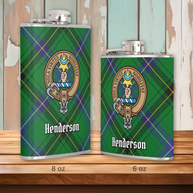Klan Henderson Vapensköld över Tartan Fickplunta (Skapare uppladdad)