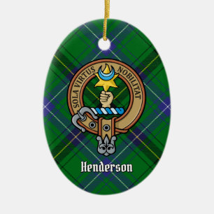 Klan Henderson Vapensköld över Tartan Julgransprydnad Keramik