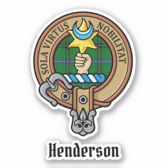 Klan Henderson Vapensköld över Tartan Klistermärken (Framsida)