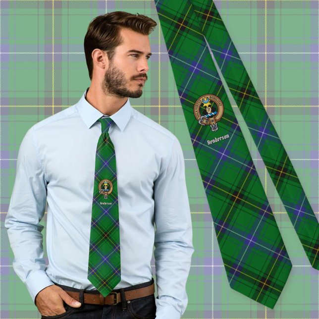 Klan Henderson Vapensköld över Tartan Slips (Skapare uppladdad)