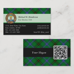 Klan Henderson Vapensköld över Tartan Visitkort