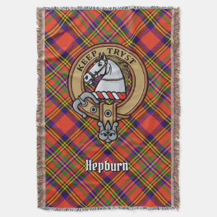 Klan Hepburn-vapen över tartan Filt