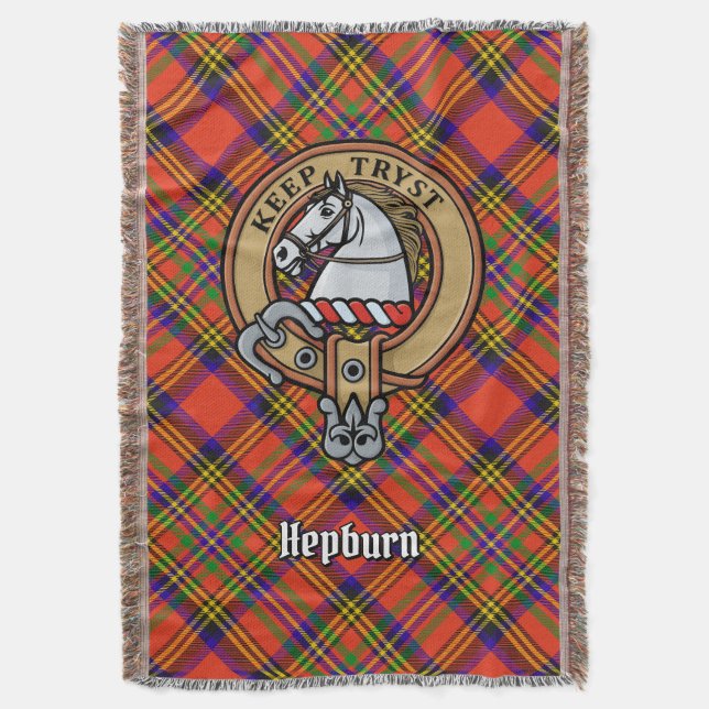 Klan Hepburn-vapen över tartan Filt (Framsidan Vertikal)