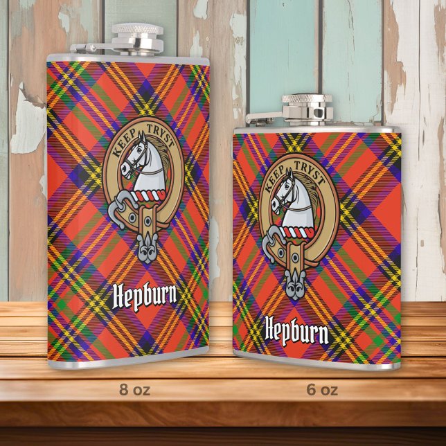 Klan Hepburn Vapensköld över Tartan Fickplunta (Skapare uppladdad)