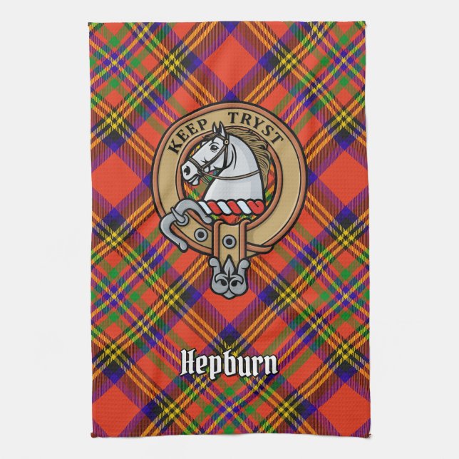 Klan Hepburn Vapensköld över Tartan Kökshandduk (Vertikal)