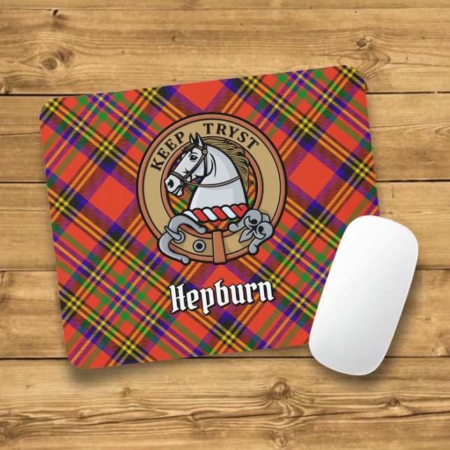 Klan Hepburn Vapensköld över Tartan Musmatta (Skapare uppladdad)