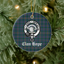 Klan Hope Vapensköld Badge & Tartan Julgransprydnad Keramik