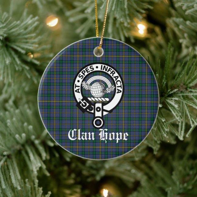 Klan Hope Vapensköld Badge & Tartan Julgransprydnad Keramik (Träd)