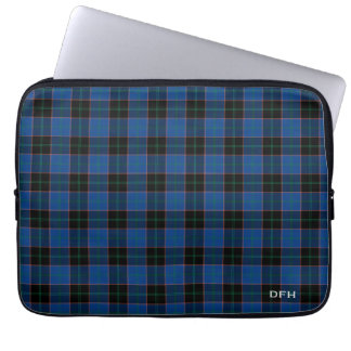 Klan Hume Tartan Blue - Black Play Monogram Laptop Sleeve