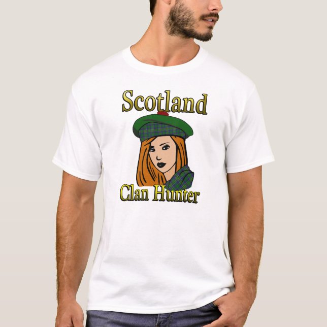 Klan Hunter Tartan Scotland Shirts T Shirt (Framsida)
