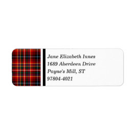 Klan Innes Tartan Red Scottish Play Returadress Etikett