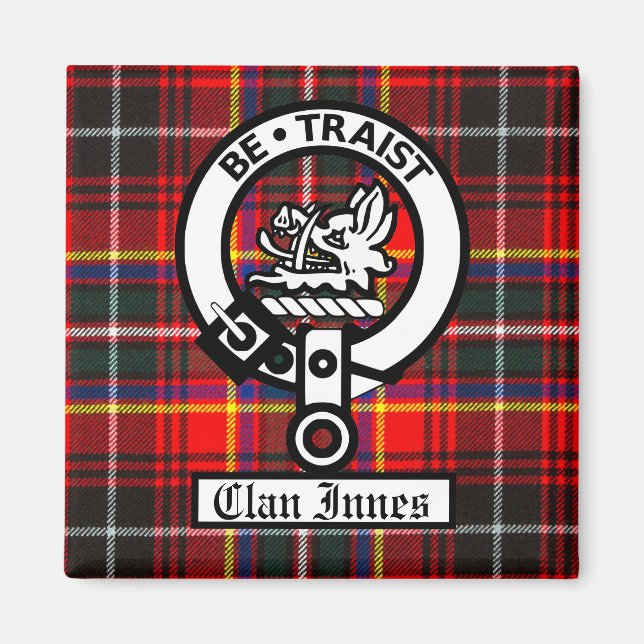 Klan Innes Vapensköld Badge och Tartan Magnet (Framsidan)