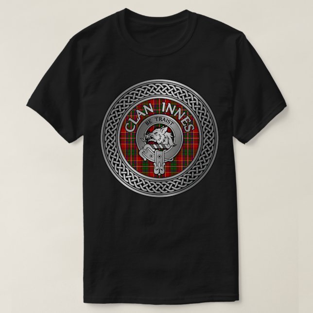 Klan Innes Vapensköld Tartan Knot T Shirt (Design framsida)