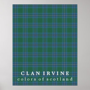 Klan Irvine Färg of Scotland Tartan Poster
