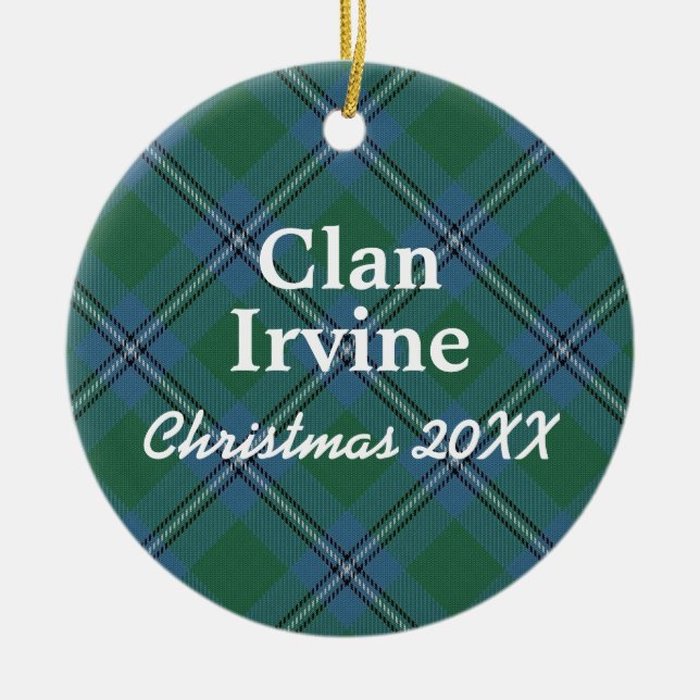 Klan Irvine Scottish Tartan Julgransprydnad Keramik (Framsidan)